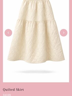 Quilted Midi Skirt in Cream